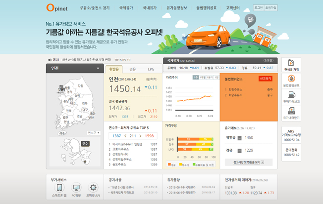 Opinet 홈페이지 이미지